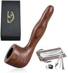 Joyoldelf Redwood Tobacco Pipe Set - Handmade Billiard Smoking Pipe Straight Stem with Gift Box and Accessories, Wooden Tobacco Pipe Suit for Beginner