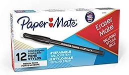 Paper Mate EraserMate Erasable Pen, Medium Point, Black, 12-Count