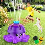 Outdoor Toys for Toddlers, Water Spray Sprinkler for Kids Boys Girls, Garden Spinning Sprinkler Toys, 2 Hose Adapters for Water Fun, 360° Water Spray, Summer Toys for 3 4 5 6+ Year Old, Fits All Hoses