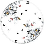 ITNRSIIET Mouse Pad with Stitched Edge, Premium-Textured Mouse Mat Waterproof Non-Slip Rubber Base Round Mousepad for Office Gaming Laptop, Cute Design Desk Accessories, Flowers and Butterflies