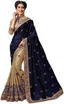 TRENDMALLS Women's Silk Embroidery Half n Half Saree With Blouse Piece (K724-NavyBlue)