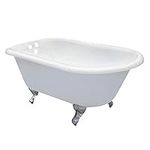 KINGSTON BRASS VCT3D543019NT1 54-Inch Cast Iron Roll Top Claw Foot Tub with 3-3/8-Inch Tub Wall Drillings and Chrome Feet, White