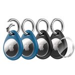 UNBREAKcable Apple AirTag Cover Holder - 4 Pack [Fit Tightly Design] [Hold Air Tag Securely] Waterproof TPU Shell Protective Case with All Metal Keychain Key Ring Clip