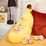 Cute Throw Pillow Stuffed Banana Toys Kawaii Banana Plush Bananas Stuffed Animal Banana Removable Fluffy Creative Gifts Banana for Teens Adults Birthday Wedding Party Supplies, 21.5'' (Banana Style)