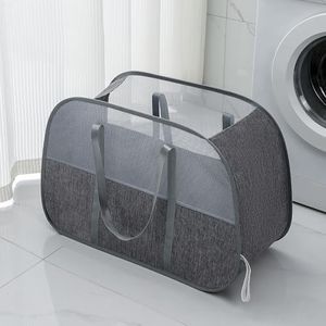 Yagizaai 95L Collapsible Laundry Basket, Foldable Pop-Up Hamper with Handles, Durable & Lightweight Clothes Storage for Laundry Room, Dorm, Travel - Grey