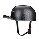 Woljay Vintage Open Face Motorcycle Helmet Retro Baseball Cap Half Helmets Men Women for Scooter Moped Cap Street Cruiser Jet - DOT Certified (Matte Carbon Fiber,XXL)