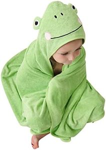 HIPHOP PANDA Hooded Towel - Rayon Made from Bamboo, Bath Towel with Bear Ears for Newborn, Babie, Toddler, Infant - Absorbent Large Baby Towel - Frog, 30 x 40 Inch