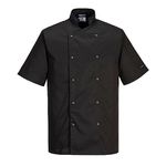 Portwest C733 Modern Lightweight Cumbria Chefs Jacket S/S Black, X-Large