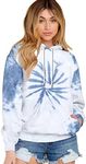 GLAM Tie Dye Hoodies for Women - Pullover Tie Dye Lightweight Sweatshirt with Ties - Size S to XXL, Blue, XX-Large