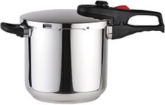 Magefesa® Practika Plus Super Fast Pressure Cooker, 8 Quart, 18/10 Stainless Steel, Suitable Induction, Excellent Heat Distribution, 5-Layer encapsulated Heat Diffuser Bottom, 5 Safety Systems,Silver