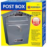 MARKSMAN LARGE POST BOX Mail Classic Letter Holder Steel Lockable Weatherproof Heavy Duty Outdoor Wall Mounted For Home, Flat Or Office + 2 Keys RED, GREY, BLACK UK FREE P&P (Grey)