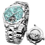 OUPINKE Watches for Mens Automatic Luxury Dress Diamond Skeleton Mechanical Male Watches Two Tone Stainless Steel Watches Business Waterproof Luminous