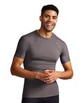 Tommie Copper Men's Pro-Grade Shoulder Support Shirt I UPF 50, Breathable, Short Sleeve Shirt, Upper Body & Posture Support Slate Grey