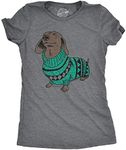 Womens Wiener Dog Ugly Christmas Sweater T Shirt Dachshund Pet Owner Mom Tee Funny Womens T Shirts Christmas T Shirt for Women Funny Dog T Shirt Women's Dark Grey 3XL