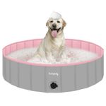 furrybaby Foldable Dog Pool For Dogs, Dog Padding Pool Portable For Dog Bath, Plastic Dog Swimming Pool Large Hard Kid Pool (Pink 120x30cm)