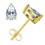 leejory 1ct Moissanite Stud Earrings D Color VVS1 Clarity Diamond Earrings Hypoallergenic 18K Gold Plated 925 Sterling Silver Earrings Water Drop Shape Cut Lab Grown Moissanite Earrings