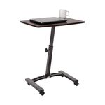 Seville Classics Mobile Laptop Computer Desk Cart, Height-Adjustable from 20.5" to 33", Walnut