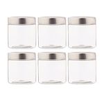 Dhwani Enterprise Plastic Container Jars with Steel Cap Kitchen Storage 200 ml Pack of 6 PCs