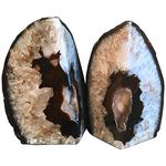 AMOYSTONE Agate Bookends Black Geode Book Ends Heavy Duty Bookend Holder Decorative with Rubber Bumpers Small(1 Pair, 2-3 LBS)