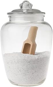 Upper Midland Products Glass Bath Salt Jar with Wooden Scoop for Bath Salt, Bath Salt Container With Airtight Lid Holds 74 oz of Bath Salt Epsom Salt, Laundry, Flour Multi Use