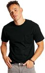 Hanes Men's 2 Pack Short Sleeve Pocket Beefy-T, Black, Medium