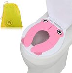 Zollyss Toilet Potty Training Seat Cover, Travel Toilet Seat, Folding Non Slip Silicone Pads, Travel Portable Reusable Kids Toddlers Boys Girls, Carry Bag (Pink), Pl