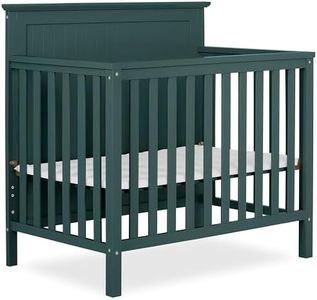 Dream On Me Ava 4-in-1 Convertible Mini Crib in Olive, Greenguard Gold Certified, Non-Toxic Finish, Comes with 1" Mattress Pad, with 3 Mattress Height Settings