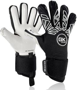 GK Saver Bravo Series Football Goalkeeper Goalie Gloves| Anti-Slip Palms| Savefingers Technology|Goalkeeping Soccer Gloves Size 6 to 11 (Bravo WB04, 8)
