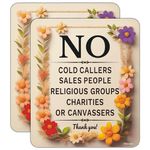 No Cold Callers Sign 15 x 12cm No Sales People Sign Sturdy Plastic No Religious Groups Sign Weatherproof No Charities Sign, Indoor or Outdoor Use, Easy To Install, 2 Pack