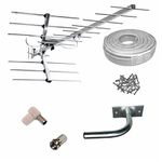 FULL KIT: "CLASSIC" - 4G/LTE READY - HIGH GAIN DIGITAL HD TV AERIAL ANTENNA FREEVIEW OUTDOOR + 20m Cable + Wall Bracket