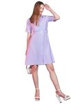 ALL YOURS Lavender Solid Striped A-line Sress with a Belt (ALLDR2610_JDN_L)