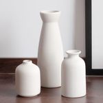 Sawoake White Ceramic Vase Set of 3 for Modern Minimalist Bohemian Decor，Matte Vases for Pampas Grass-Perfect for Living Room, Dining Table, Office Bedroom Shelf Decor Entryway, Console