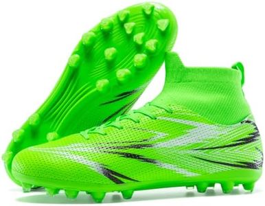 CZRE Unisex Soccer Cleats High Top Ankle Support Football Shoes Green