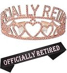 Officially Retired Retirement Party Set Pink- Retirement Tiara/Crown, Sash for Women, Satin Sash, Retirement Party Supplies