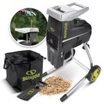 Sun Joe CJ603E 15-Amp Electric Silent Wood Chipper/Shredder, 1.7-Inch Cutting Diameter, 21:1 Reduction Ratio, 7-Inch Wheels, Safety Hopper , Green