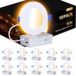 CycevSun 10 Pack Pot Lights LED 4 inch Recessed Lighting with Night Light, Dimmable & 5CCT Selectable, Lumiere Encastre Plafond LED 4 po, 9W, cETL