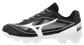 Mizuno Women's Cushionrevo Finch TPU Spike Softball Cleat, Black/White, 6.5
