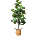 MOSADE Artificial Fiddle Leaf Fig Tree 65" Fake Potted Ficus Lyrata Plant with Handmade Seagrass Basket, Perfect Faux Plants Home Décor for Indoor Outdoor Office Porch Balcony Bedroom Bathroom Gift