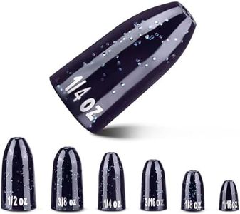 MadBite Tungsten Worm Fishing Weights, 100% Tungsten, Sinks Quickly, 1.74 Times Heavier Than Lead Weights, Smaller Sized, Inline Attachment, for Texas Rig and Carolina Rig, Polished Opening