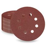 LESNIC 125mm Sanding Discs 50 pcs, 80 Grit Sanding Sheets 5in 8 Holes Pads Hook and Loop for Orbit Orbital Sander and All Oscillating Tools