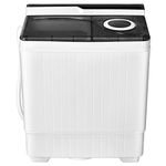 COSTWAY Portable Washing Machine, Twin Tub 26 Lbs Capacity, 18 Lbs Washer and 8 Lbs Spinner, Compact Washer with Control Knobs, Timer Function, Drain Pump, Laundry washer for Apartment RV, Grey