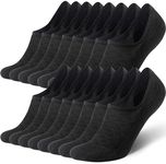 CS CELERSPORT 8 Pairs No Show Socks Men with Cushion Low Cut Invisible Non Slip Socks, Medium, Black