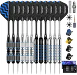 Turnart Darts Metal Tip Set - Steel Tip Darts Darts Set Professional Metal Darts Dart Board Set 12 Pcs 24 Gram 20 O-Rings Aluminum Darts Shafts 24 Extra Flights Darts Tool