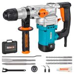 Berserker 1-1/8" SDS-Plus Rotary Hammer Drill with Safety Clutch,9 Amp 3 Functions Corded Rotomartillo for Concrete - Including 3 Drill Bits,Flat Chisel, Point Chisel,Carrying Case