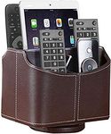 Esyhomi Remote Control Holder Organizer Storage Box Case PU Leather Coffee Table 360 Degree Rotatable, TV Remote Controller Storage Box for Spinning TV Guide/Mail/Media Desktop Organizer Caddy Holder