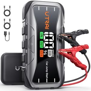 UTRAI Car Battery Jump Starter,6000A Battery Booster Jump Starter Portable Power Pack,12V Lithium Starter Jump Box,27000mAh 65W Fast Charge Power Bank withJump Cable for All Gas and 12L Diesel Engines