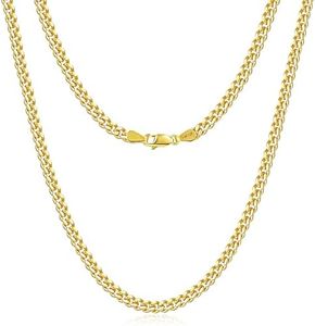 LUCA SMITH 14K Gold Chain Necklace for Women & Men Gold Cuban Link Chains Necklace for Men, 4mm Simple Chains Necklace Luxury Dainty Non-tarnish Lightweight Jewelry Gift 24in