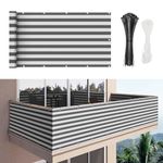 Duerer Balcony Screen Privacy Fence Cover 3' x 16.5' Anthracite Stripe Fence Netting Mesh Shade Cloth Fabric UV Protection for Apartment Balcony Railing Outdoor, Backyard, Patio, with Cable Ties Rope