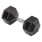 Fitvids Rubber Encased Hex Dumbbell, 45LB Single