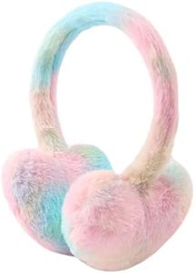 Girl Earmuffs Winter Toddler Ear Muff Kid Plush Ear Warmers With Soft Fleece Cute Bow Ear Covers 3-8Y (Rainbow Pink)